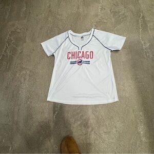 Majestic Chicago Cubs Women's XL Jersey White Blue V-Neck MLB Baseball Fan